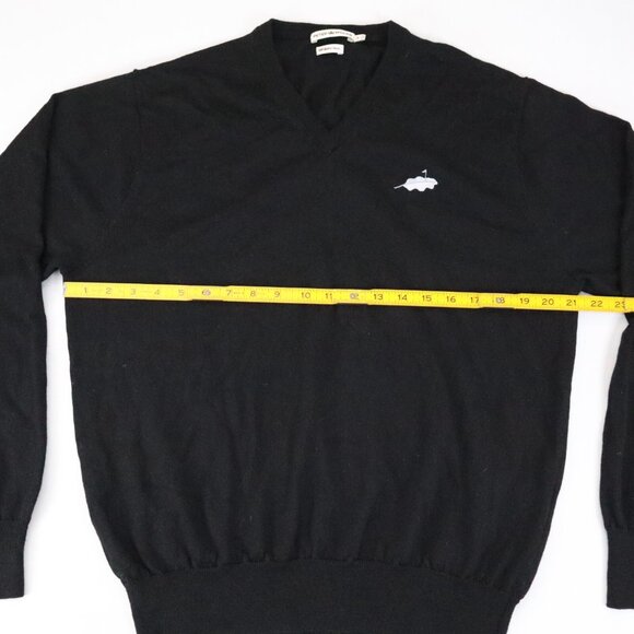 Peter Millar Sweater Mens L Black V-Neck Pullover Merino‎ Wool Blend Golf Logo - Picture 5 of 6